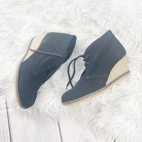 J. Crew Women's Black Suede Macalister Wedge Boots Lace Up Size 12‎ - Picture 4 of 7